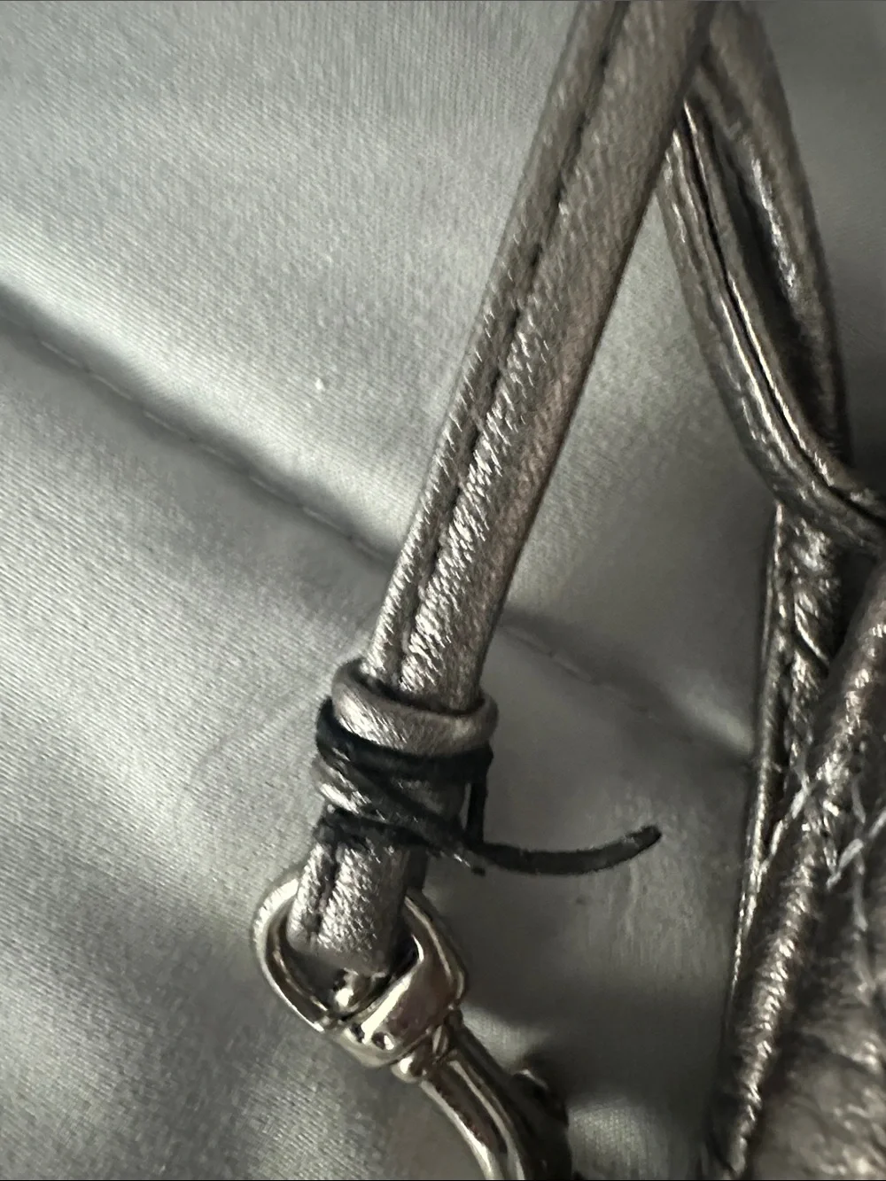 Coach Metallic Silver Quilted Flap Crossbody